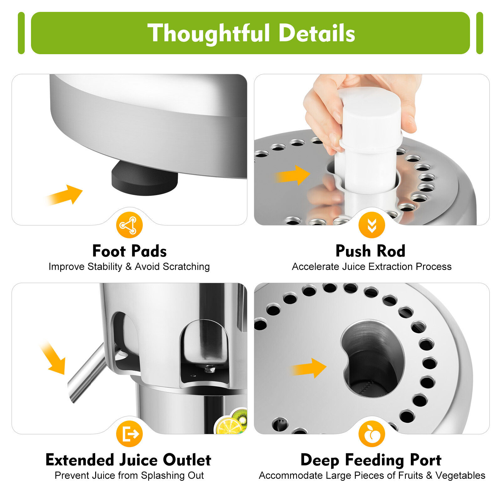 Commercial Heavy Duty Juice Extractor Machine Stainless Steel Centrifugal Juicer 370W