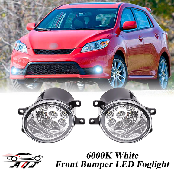 Pair Front LED Fog Lights Kit for Toyota Matrix 2009-2013 2014, 55W 6000K White Off-Road Lamps Black Front Bumper LED Fog Lights