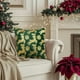 thumbnail image 5 of Funda decorativa de cojín navideña | Renos bordados rojo verde y terciopelo con copos de nieve con lentejuelas | 17,7x17,7 in | Poliéster suave y suave | Sofá Acento de Navidad | 1 pieza, 5 of 6