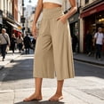 thumbnail image 2 of Capri Pants for Women High Waist Workout Yoga Pants with Pockets Lightweight Wide Leg Cropped Trousers Loungewear, 2 of 7