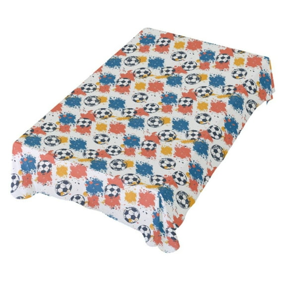 JSTEL Soccer Printing Table Cloth Rectangle 54 x 72 Inch Tablecloth Anti Wrinkle Table Cover for Dining Kitchen Parties