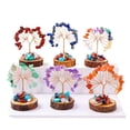 thumbnail image 4 of Xiao Hua Árbol de flores de piedra triturada de cristal natural azul, base de pila de madera, árbol de la fortuna, tejido a mano, árbol de la vida, adorno artesanal para el hogar, 1 pieza, 4 of 5