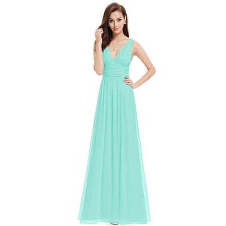 Scoop Neck Floral Bubble Dress - Ever Pretty Sleeveless V-Neck Semi-Formal Maxi Dress 09016