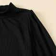 thumbnail image 6 of Kucnuzki 13T Big Girl Fall Winter Outfits Skirts Sets 14T Long Sleeve Stand Collar Plain Stylish Pull-Over Top Elastic Lattice Pleated Skirts 2PCS Set Black, 6 of 10