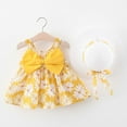 thumbnail image 2 of Fesfesfes Toddler Kids Dress Baby Girl Summer Bow Print Suspender Dress With Hat, 2 of 3