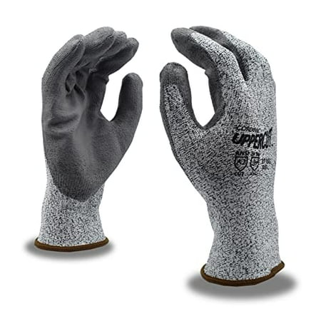 

10-Pack of Cordova 3710GXL Uppercut Work Gloves Salt & Pepper 13-Gauge HPPE Shell Gray Polyurethane Palm Coating ANSI Cut Level A2 X-Large