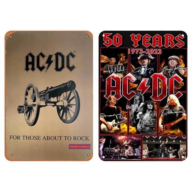 Chapa ACDC Metal Retro Pintura Hierro Rectangular Del 30x40cm 2 Uds.