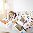 thumbnail image 4 of jejeloiu Cartoon Cat Animal 7-Piece Bedding Comforter Set Kids,Cute Kitten Pattern King Bedding Sets,Reversible, 4 of 7
