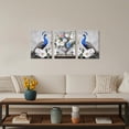 thumbnail image 2 of ZHONGYUTONG Peacock Canvas Wall Art 3 Piece Blue Peacock Painting Elegant Couple Animal Pictures Flower Vase Artwork for Bedroom Decor Framed (11.00" x 14.00" x 3PCS), 2 of 5