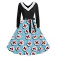 thumbnail image 1 of TIMIFIS Robes de Noël pour Femmes, Robes Maxi pour Femmes Robe Vintage de Vacances Manches Longues Col en V en Fourrure Robe Dos Nu, 1 of 3