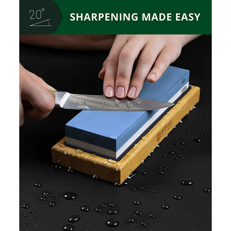 Whetstone Sharpening Stone Kit Dual Sided 400/1000 Grit Professional  Whetstone Knife Sharpener Stone Wet Stone Set Nonslip Rubber Base