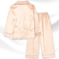 thumbnail image 2 of Gyratedream 3-14Y Child Girl Boy Silk Satin Button Down Long Sleeve Pajamas Set Sleepwear, 2 of 8