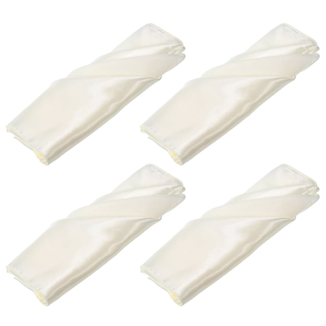 Unique Bargains 12pcs Light White Satin Table Napkins Bright Table Napkin for Event Wedding Party Table Decoration,20×20 Inch