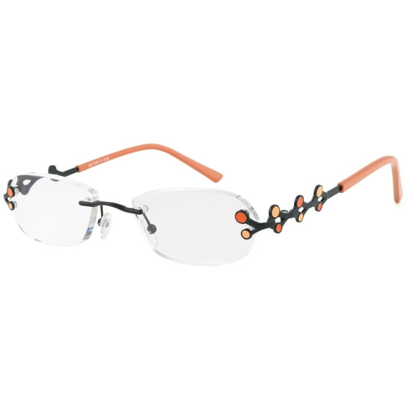 1PACK Gabii HBF033 Metal Orange Rectangle Women's Rimless Reading Glasses W/Case  1.50