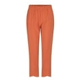thumbnail image 3 of Orange Womens Loungewear Trousers Cotton Solid Color Daily Cargo Pants Women, 3 of 5