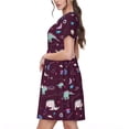 thumbnail image 2 of Naloa Space Dinosaur Print Womens Summer A-Line Dress with Pockets,Short Sleeve Dresses,Flowy Beach Swing Dress for Vacation Travel, 2 of 6