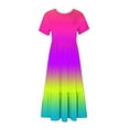 thumbnail image 7 of Penkiiy Women's Summer Casual Short Sleeve Crewneck Gradient Print Swing Dress Flowy Tiered Maxi Beach Dress with Pockets S Multicolor, 7 of 7