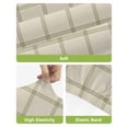thumbnail image 4 of Beige Plaid Bar Stool Covers Set of 2, Vintage Grid Stripe Minimalist Art Linen Stretch Washable Bar Chair Covers with Backs, Removable Pub Counter Height Chair Cover for Kitchen Dining Room Cafe, 4 of 7