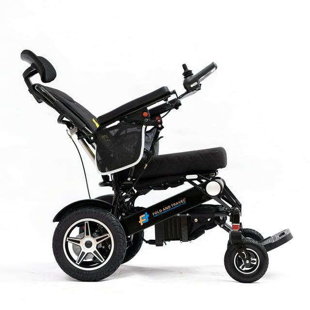 Fauteuil Roulant Électrique Pliable et de Voyage à Inclinaison Manuelle, Prêt pour le Voyage, Chaise Motorisée Portable Compagnon de Voyage pour Aînés et Adultes - Siège Rouge