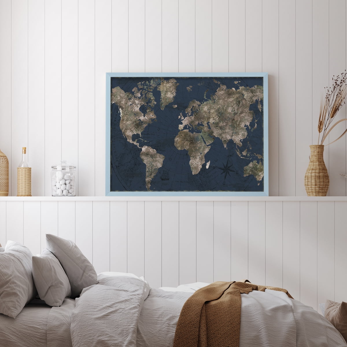 Navy Atlas by CAD Designs - Restickable Framed Giclée Print