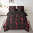 thumbnail image 2 of Feelyou Moose Elk Bedding Comforter Set 7 Pieces, Damask Aztec Triangle Full Bedding Set, 2 of 8