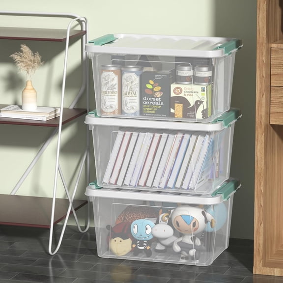 6-Pack Clear Plastic Storage Boxes, 20 Quart Stackable Bins with Lids for Home Organization
