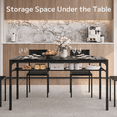 thumbnail image 6 of 7-Piece Kitchen Dining Table Set, MDF Wood Kitchen Table and Chairs for 4-6 People with Storage Rack, for Small Space, Apartment, Space-Saving, Patio - Black, 6 of 9