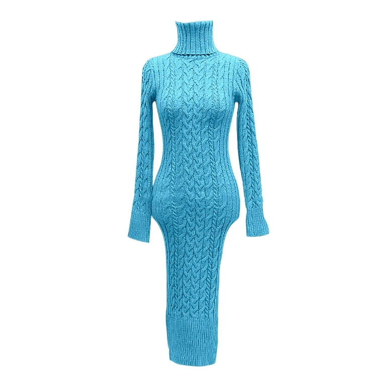 ZXLBBD Women's Dresses Long Sleeve Turtleneck Sweater Dresses Knitted  Bodycon Midi Jumper Dresses Casual Party Gown Evening Wedding Loose Fit  Daily Wear - Walmart.com