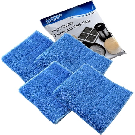 HQRP 4-pack Blue Steam Mop Pads compatible with HAAN SI-35 MS-30 SV-60 SI-25 SI-40 SI-60 SI-70 FS-20 MS-35 SI-75 BS-20 SI-38 SI-45 SI-46 SI-77 BS-10 HD-50 Steamers, RMF2X RMF4X