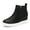 BLACK/PU, variant on Women Hidden-Heel Platform Wedgie High-Top Wedge Sneakers Slip-On Ankle Booties
