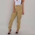 thumbnail image 2 of JINMGG Full Pants for Women Summer Women Casual Solid Color Pockets Buttons Elastic Waist Comfortable Straight Pants, 2 of 9