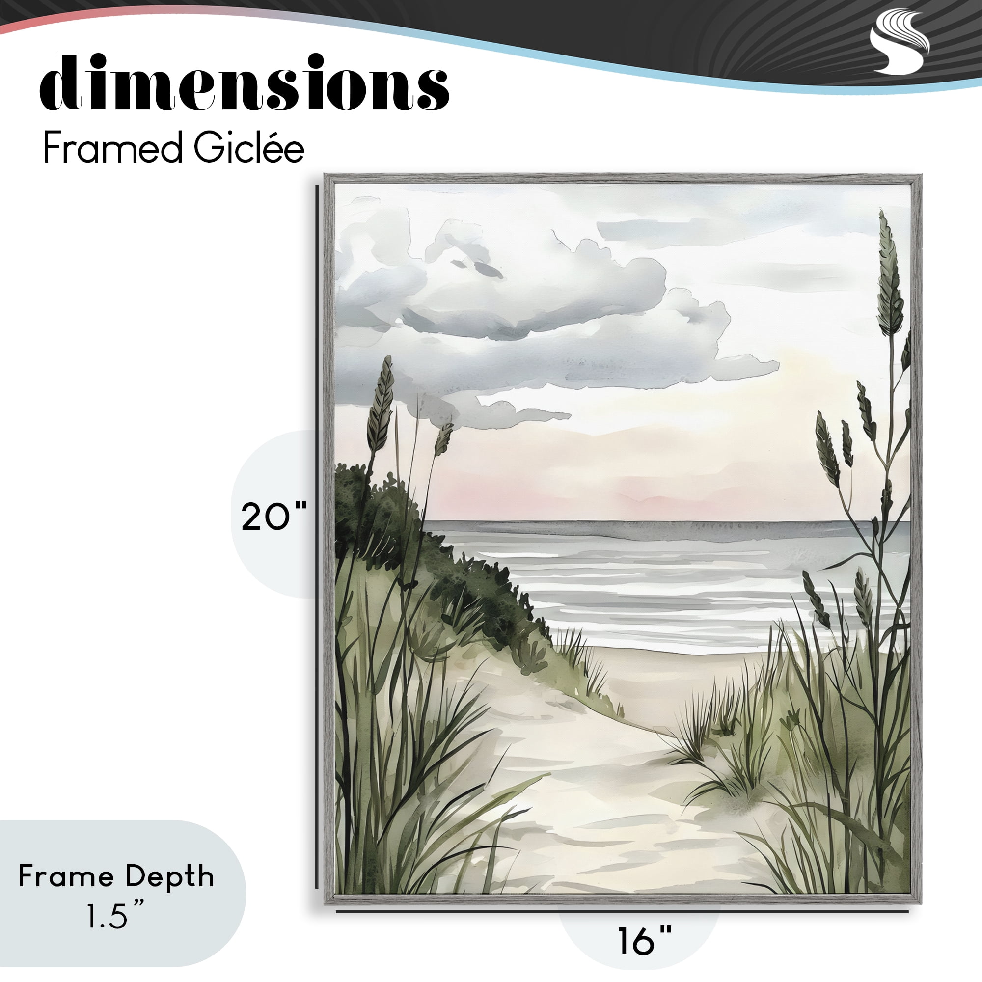 Stupell Industries Coastal Calm Seaside Dunes Gray Framed Giclee Art, design by Riley B
