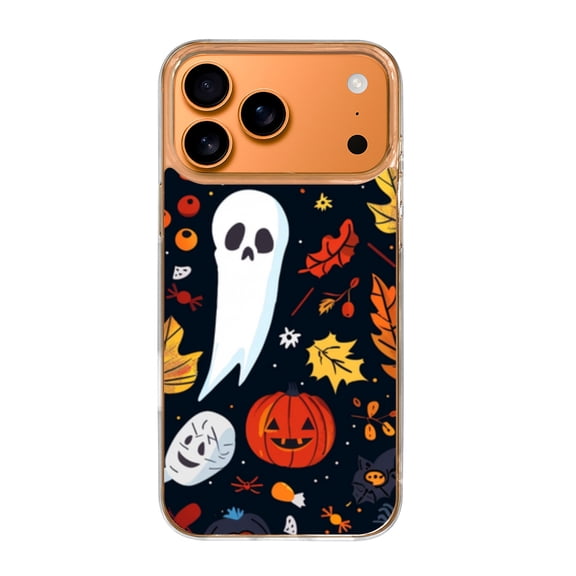 Case For Apple iPhone Air / 17 Pro / 17 Pro Max Series Case, Slim Thin Transparent Flexible Clear TPU Shockproof Phone Case For iPhone 17 Series, Halloween Ghost Pumpkins (4)