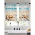 thumbnail image 2 of Summer Beach Sheer Curtains 54 Inch Long 2 Panels, Ocean Starfish Shell Plank Vintage Light Filtering Rod Pocket Curtains, Sheer Voile Drapes for Living Room Bedroom, 52"x54", 2 of 8