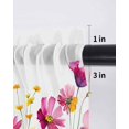 thumbnail image 6 of Pink Yellow Flowers Tier Curtains 36 Inch Length,Sheer Curtains for Bedroom Living Room,Spring Blooms Botanicals Floral Rod Pocket Voile Drapes Kitchen Curtains Small Half Window 27.5"x36" 2 Panels, 6 of 7