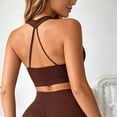 thumbnail image 4 of Women Sports Bra Racerback Running Yoga Sports Bras Full Coverage Bras Brown Sports Bra Size S-2XL, 4 of 5