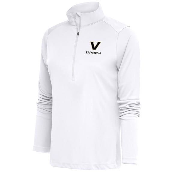 Women's Antigua  White Vanderbilt Commodores Basketball Tribute Half-Zip Pullover Top