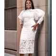 thumbnail image 5 of Women'S Elegant Floral Lace Long Sleeve Bodycon Pencil Dress for Evening Events White XXL, 5 of 10