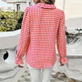thumbnail image 4 of Kilaqueen Shirts for Women Long Sleeve Plaid Ruffled V Neck Button Down Shirts Casual Trendy Business Work Fall Tops, 4 of 9