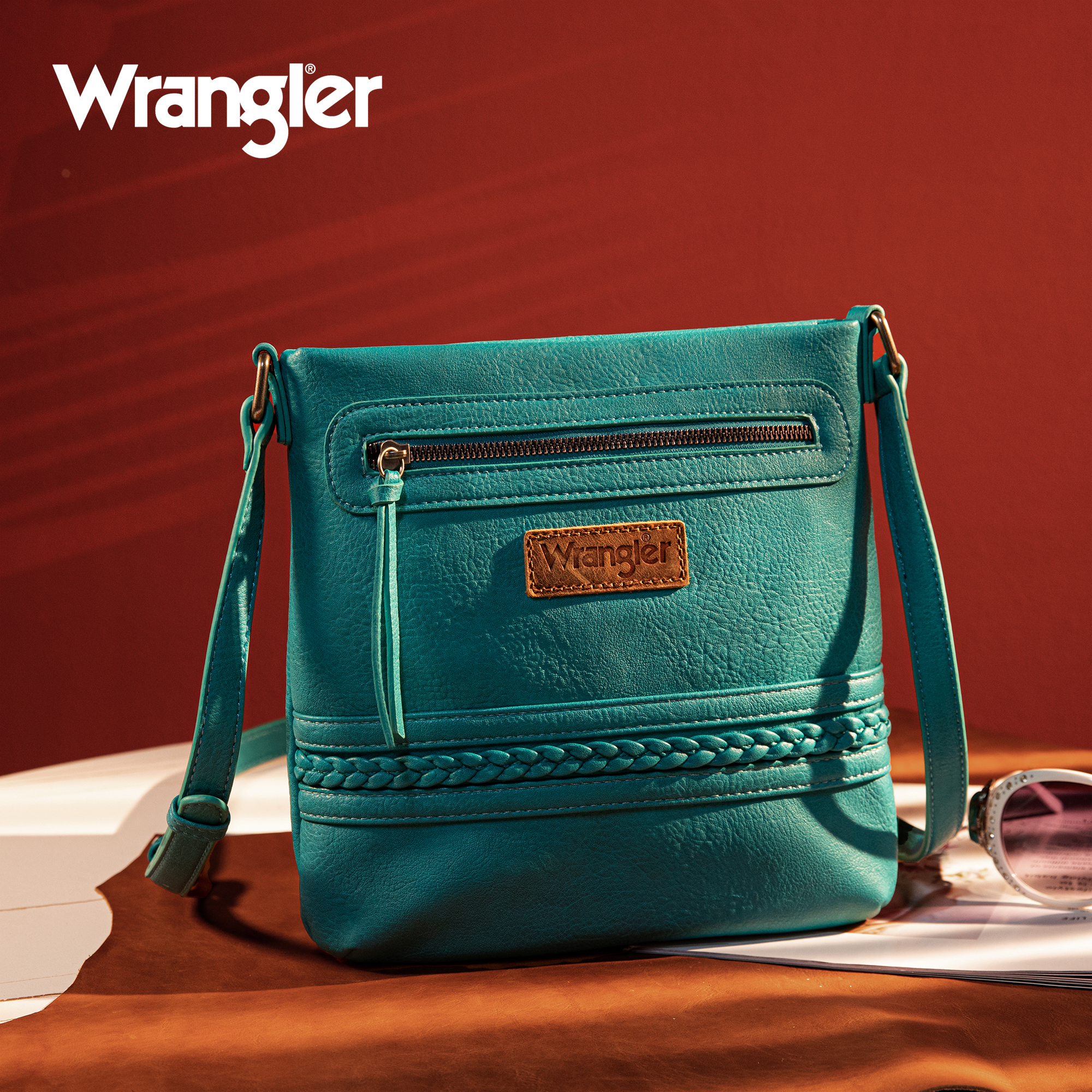 Wrangler Crossbody Bags for Women Western Hand Woven Satchel Purse, Turquoise