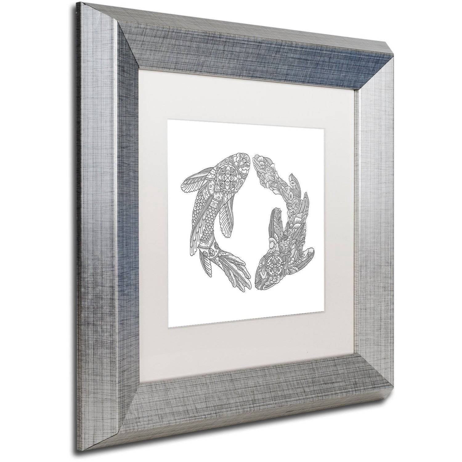 Trademark Fine Art "Koi Fishes" Canvas Art by Filippo Cardu, White Matte, Silver Frame
