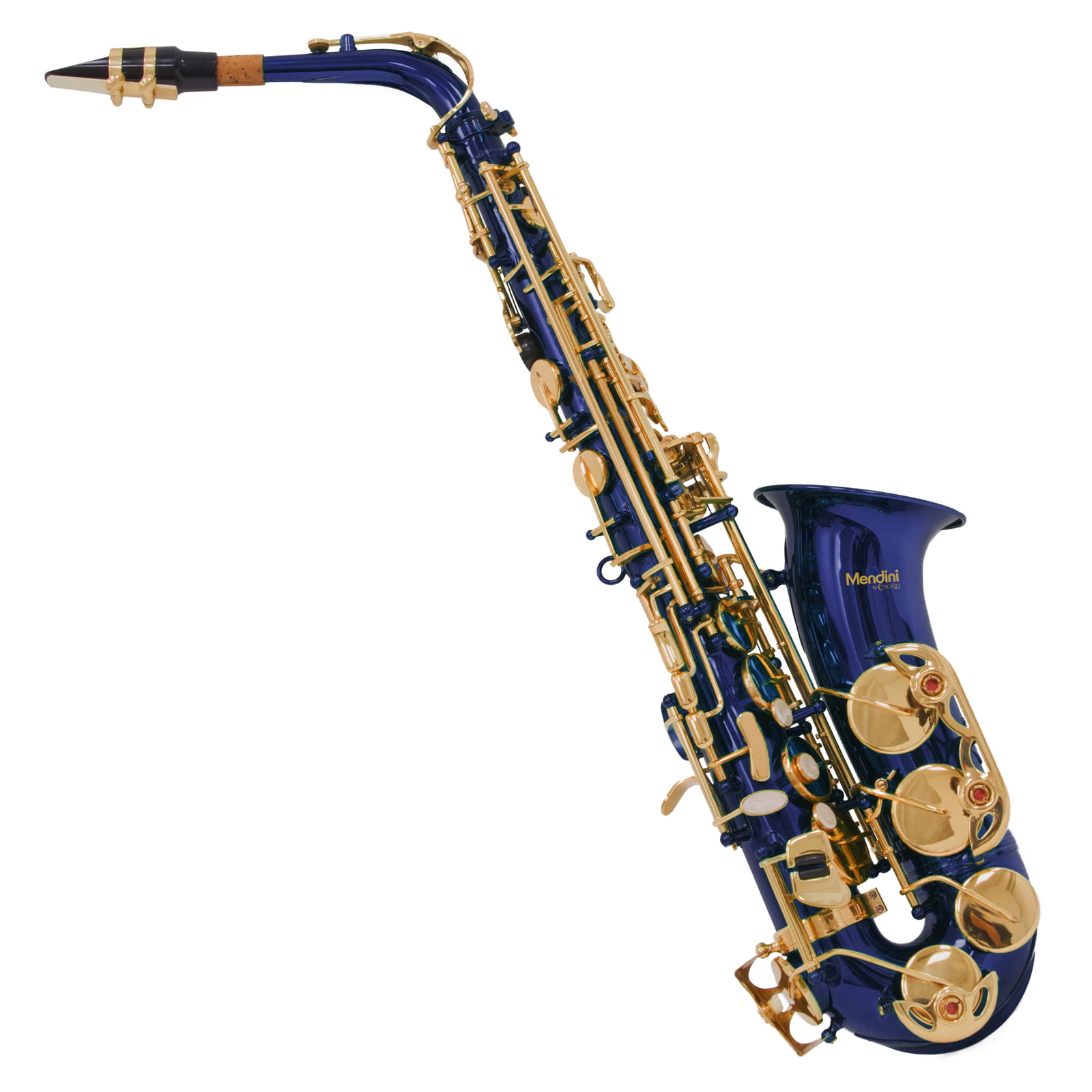sintonizador y boquilla negro y dorado Saxofón alto Mendini de Cecilio Eb con estuche 