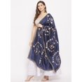 thumbnail image 3 of eloria Woman's Indian Ethnic Chunni, Silk blend Embroidered Navy Blue Dupatta, Stole, Scarf Shawl Wrap, 3 of 5