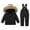 Black, variant on Ruyang Baby Girls 2 Piece Snowsuit Toddler Boys Winter Padded Puffer Snow Suit Hooded Ski Jacket Zip Up Bib Pants Set