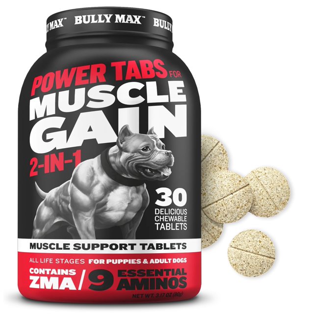 Muscle Builder Power Tabs Bully Max para cachorros y perros adultos