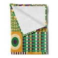 thumbnail image 2 of Aztec Soft Flannel Fleece Blanket, Trippy Geometric Triangles Square Lines Hexagon Floral Circle of Life Motif, Cozy Plush for Indoor and Outdoor Use, 50" x 70", Purple Yellow Green, by Ambesonne, 2 of 5