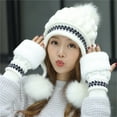 thumbnail image 2 of Vinsonshop Hats and Gloves for Women's Hat and Glove Set Knitted Beanie Knit Gloves for Women Winter Hat for Women Winter Hat and Gloves Winter Accessories for Women White One Size, 2 of 9