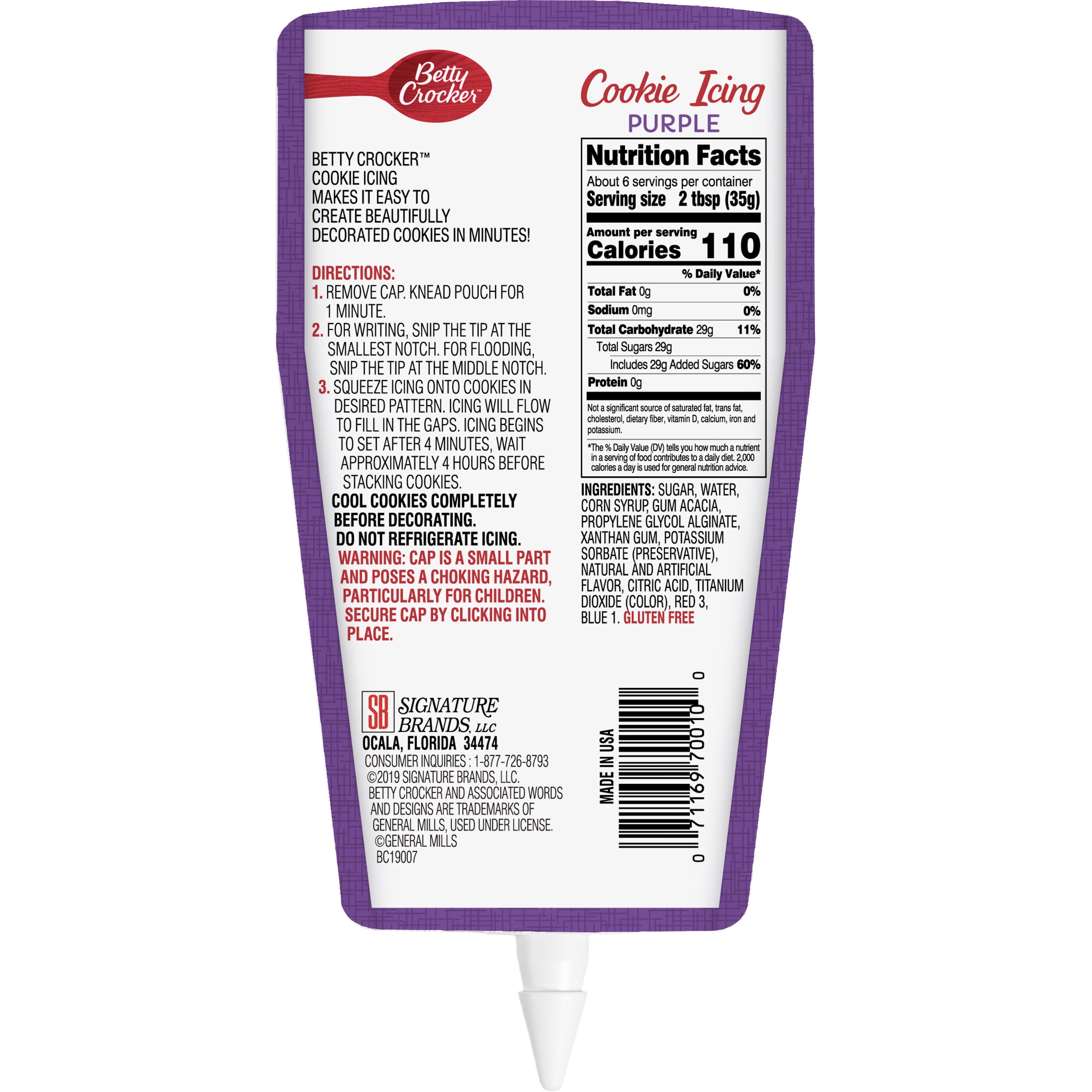 Betty Crocker Certified Kosher Vanilla Purple Cookie Decorating Icing, 7 oz Pouch