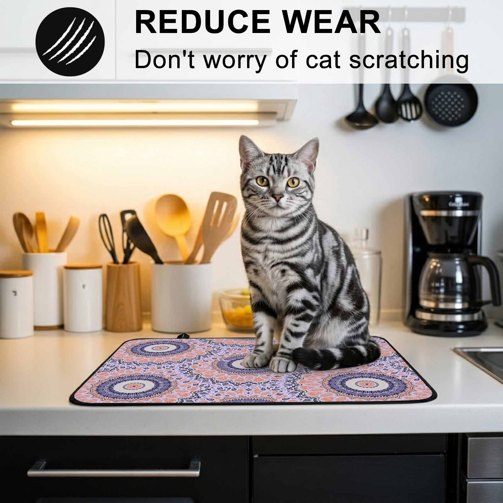 Pink Purple Geometric Stove Top Cover for Electric Stove, Heat-proof & Non Slip Glass Top Stove Cover Protector, Ethnic Indian Modern Abstract Art Kitchen Flat Cooktop Rubber Mat 24x21 Inches