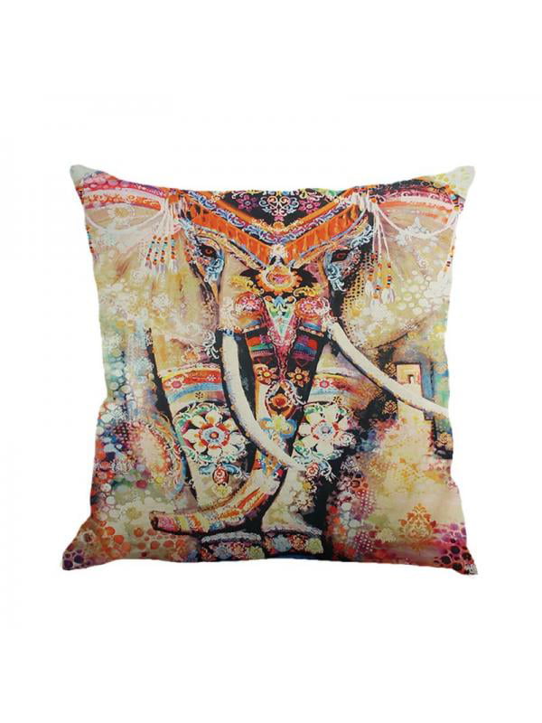 Elephant Mandala Cushion Cover Throw Traditional Boho Pillow Case Home Decor 18" 